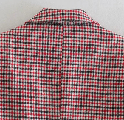 Fall Blazer Jacket Tops Office Wear Korean Plaid Blazer Orange Long Blazer Coat