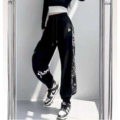 Korean High Street Style Loose Fit Elastic Sweatpants