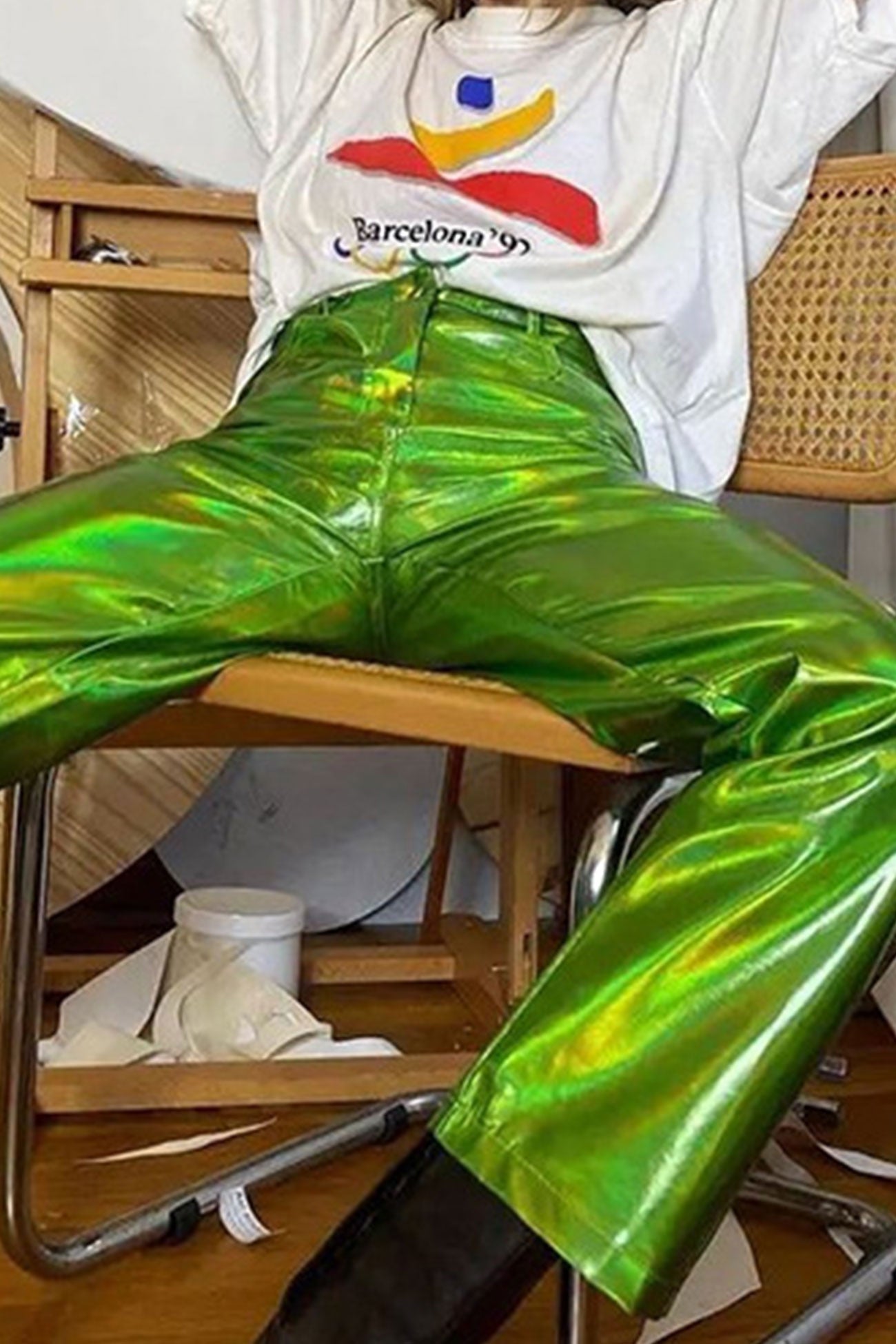 High Waist Glossy Pu Leather Long Pants