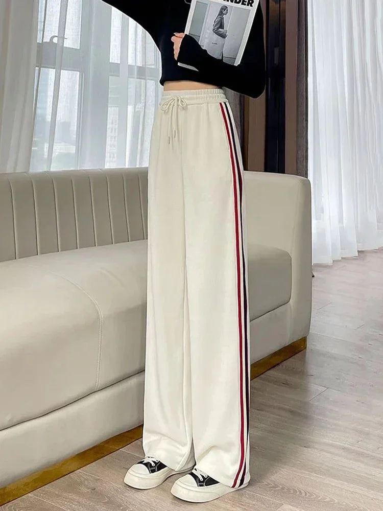 High Waist Wide Leg Thicken Warm Velvet Corduroy Sweatpants