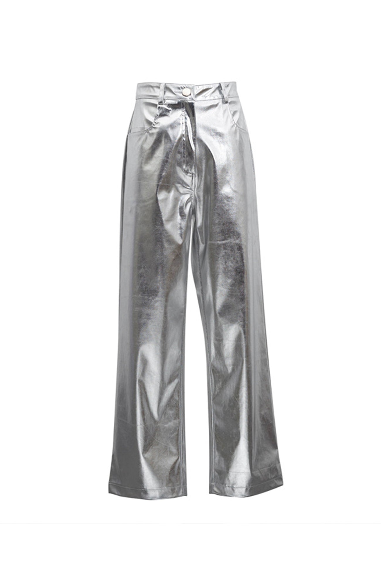 High Waist Reflective Pu Leather Pants