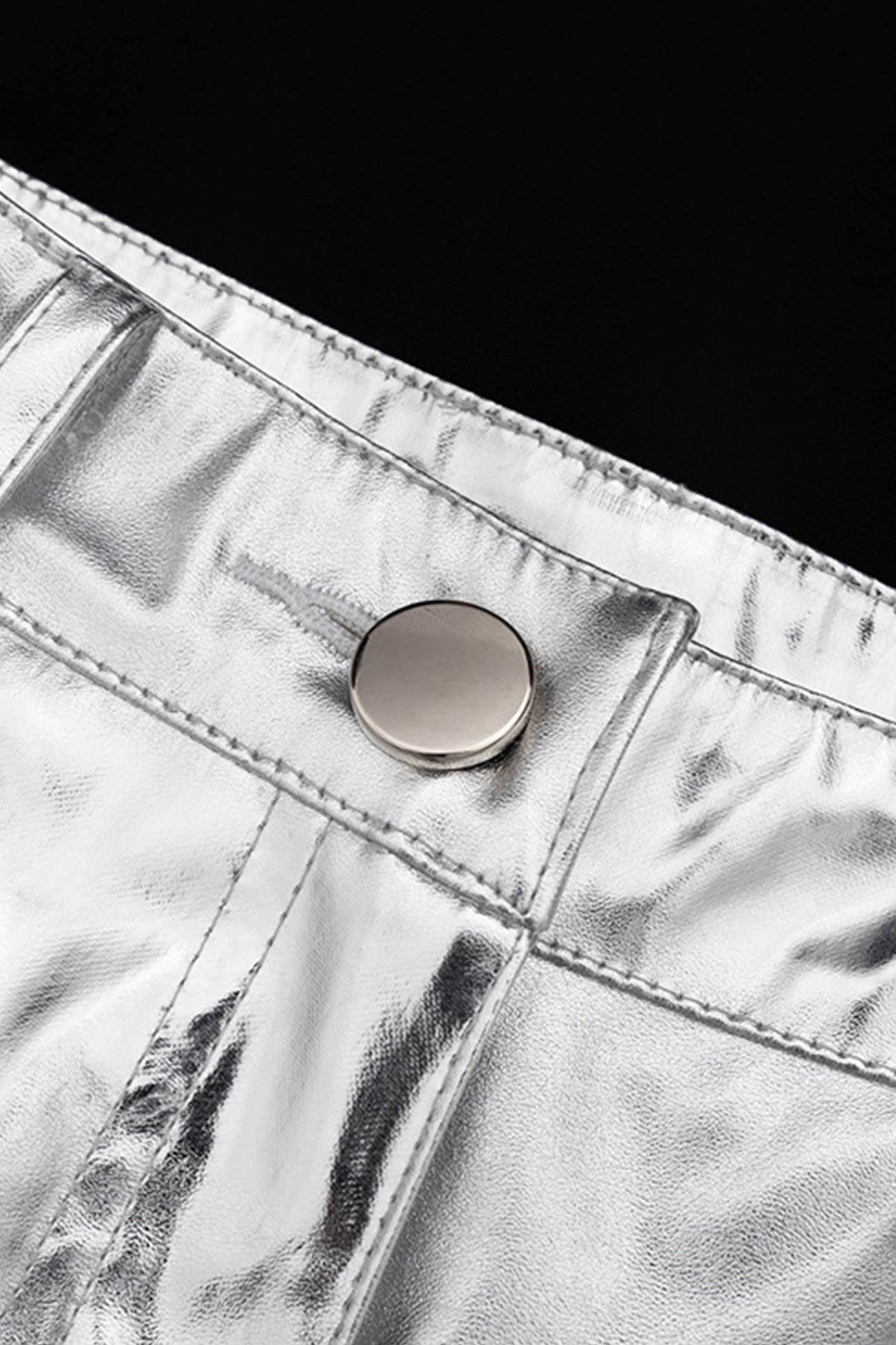 High Waist Reflective Pu Leather Pants