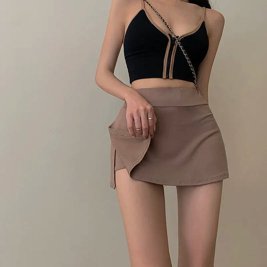 High Waist Skinny Bag Hip Short Slit Slim Fit Skirt