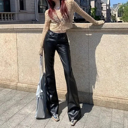 High Waist Pu Leather Harajuku Elastic Pants