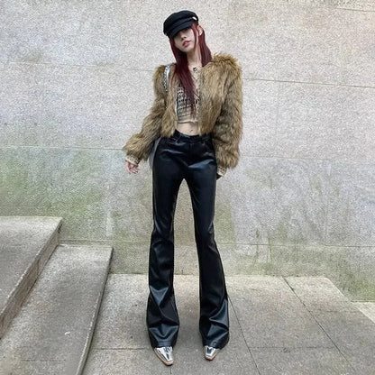 High Waist Pu Leather Harajuku Elastic Pants