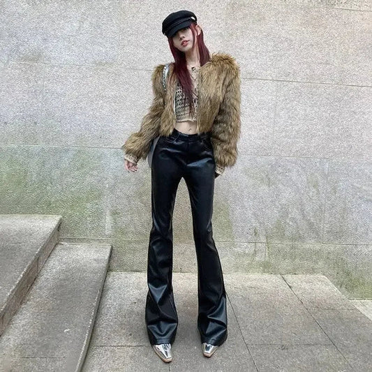 High Waist Pu Leather Harajuku Elastic Pants