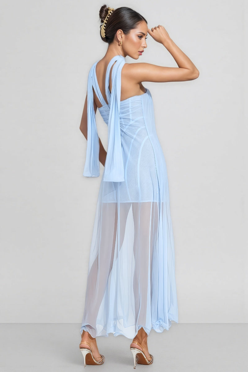 Nick Blue Mesh Midi Dress