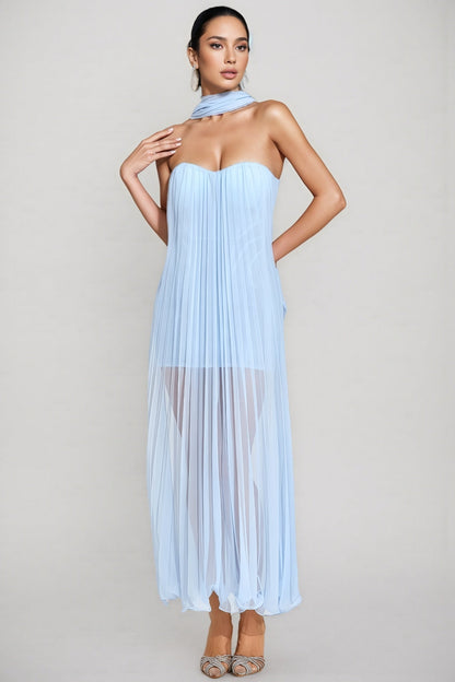 Nick Blue Mesh Midi Dress