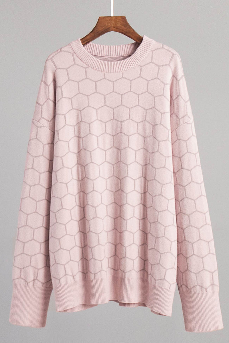 Honeycomb Print Pullover Sweater