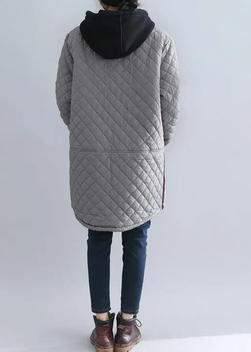 Hooded Pockets Patchwork Coat