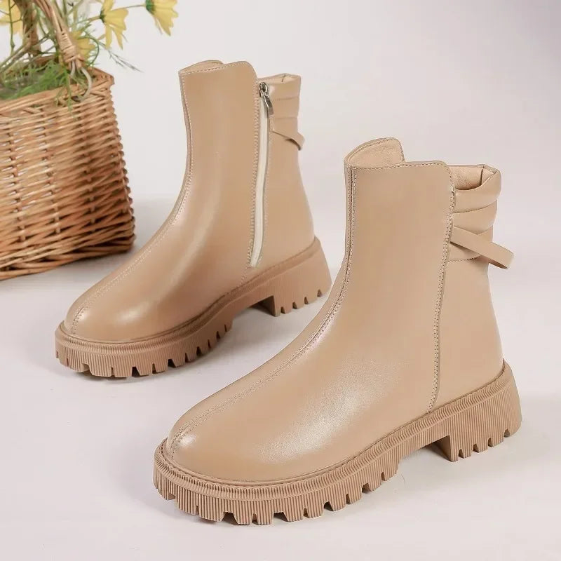 New Fashionable Round Toe Modern Versatile Ankle Boot