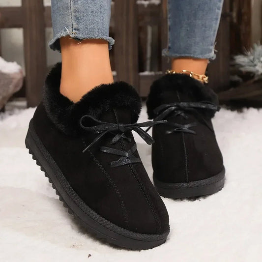 Shoes for New Plush Warm Fashionable Boots Lace-up Winter Cotton Shoes Zapatos De Mujer