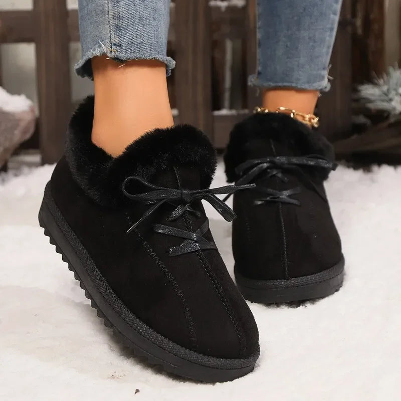 Shoes for New Plush Warm Fashionable Boots Lace-up Winter Cotton Shoes Zapatos De Mujer