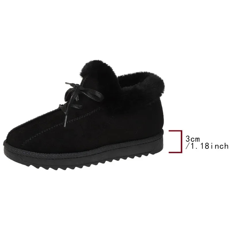 Shoes for New Plush Warm Fashionable Boots Lace-up Winter Cotton Shoes Zapatos De Mujer
