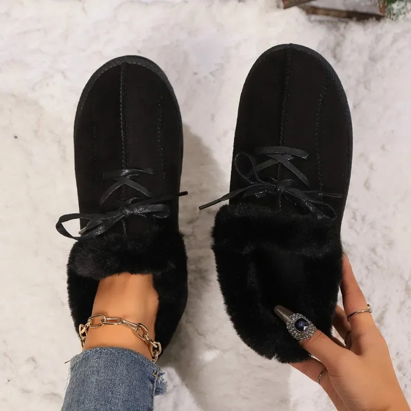 Shoes for New Plush Warm Fashionable Boots Lace-up Winter Cotton Shoes Zapatos De Mujer