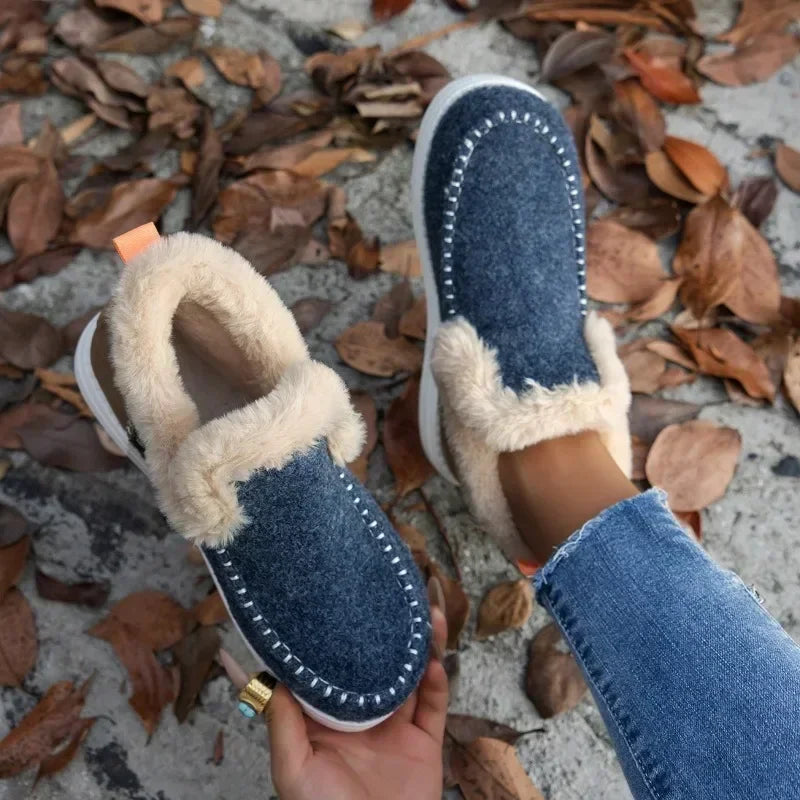 Shoes Sleeve Boots Winter Round Toe Plush Fleece for Warmth Short Barrel Flat Large Size Snow Boots