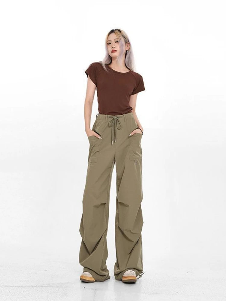 Y2k Japanese Brown Gorpcore Baggy Parachute Sweatpant