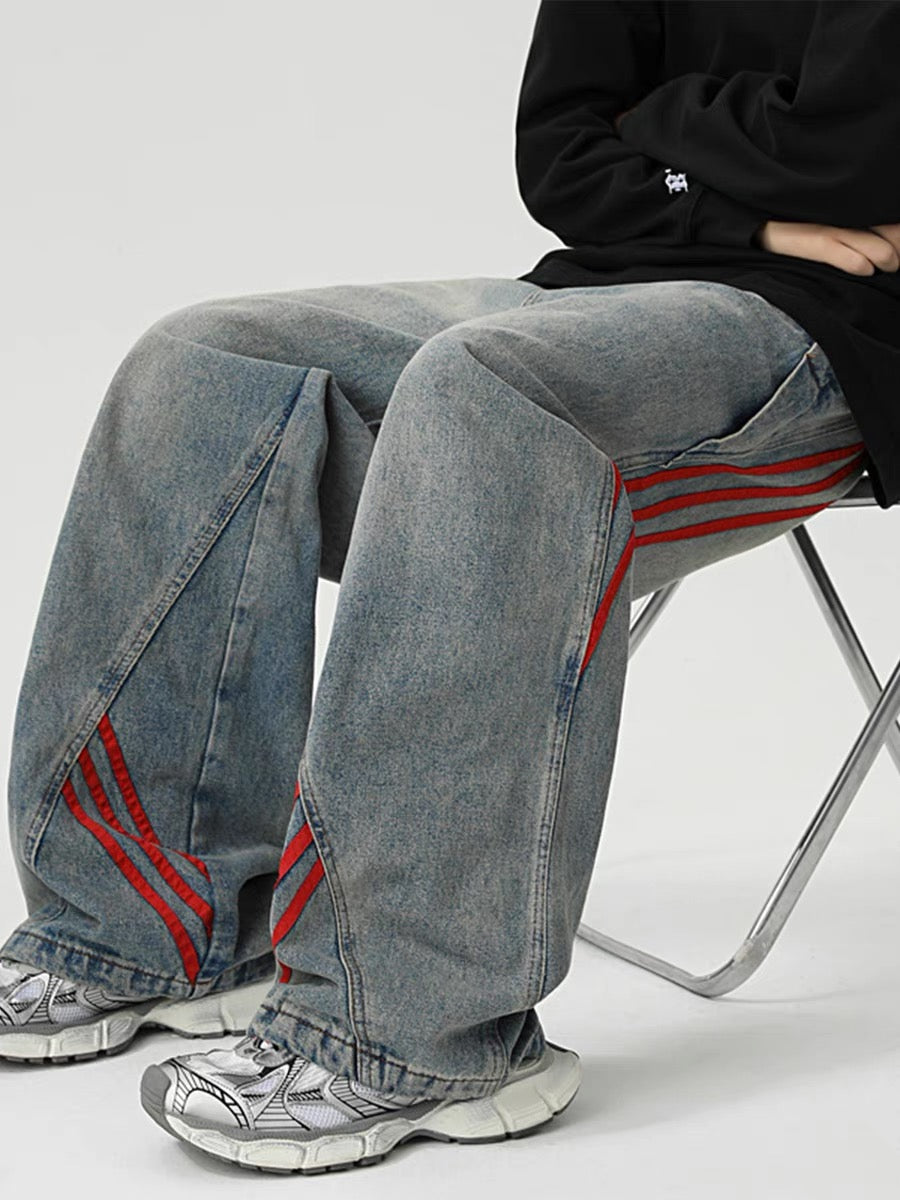 Two-tone Faded Denim Pants