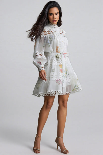 Catharine Print Lace Panelled Mini Dress