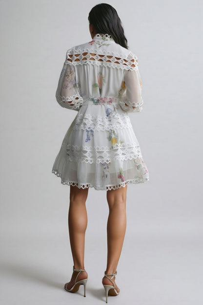 Catharine Print Lace Panelled Mini Dress