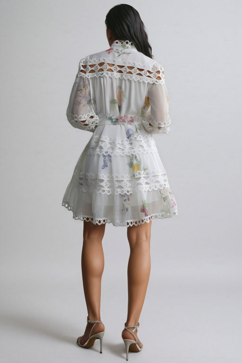 Catharine Print Lace Panelled Mini Dress