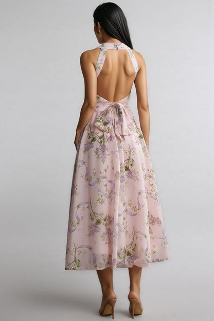 Ekala Print Open Back Midi Dress