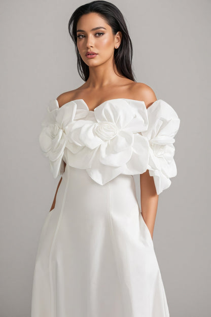 Dasaka White Strapless 3d Maxi Dress