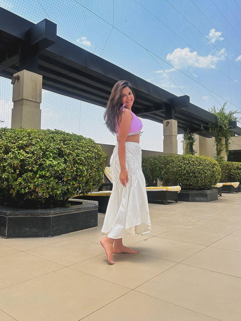 A Line Pleated Ruffle Ruched Skirt