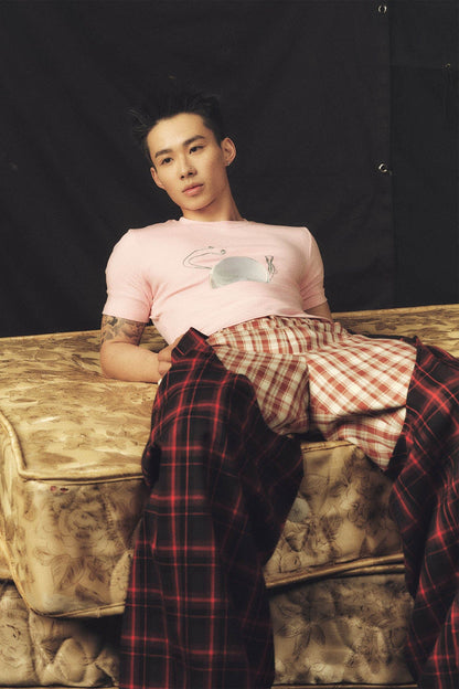 Dual Plaid Wide Leg Pants