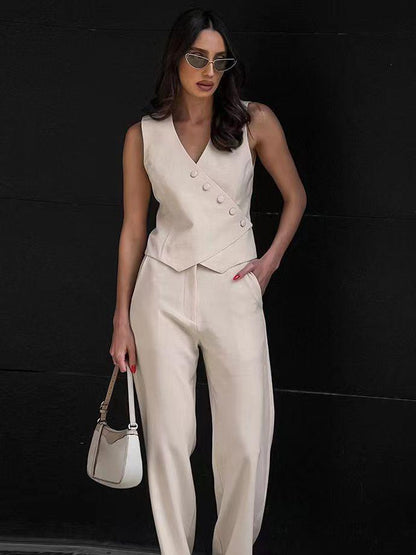 Waist Coat Vest Cross & Leg Pants Coord Set