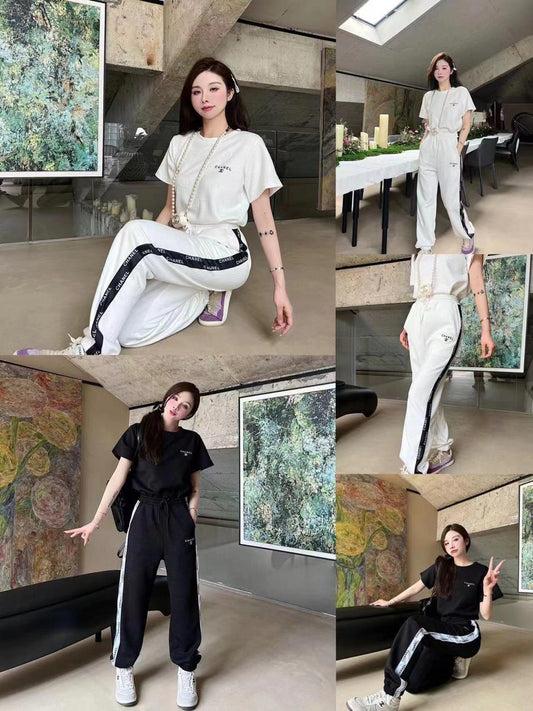 Print Ch Short Sleeve Top & Pants Coord Set