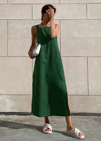 Isla Linen Maxi Dress – Relaxed Fit With Side Slits