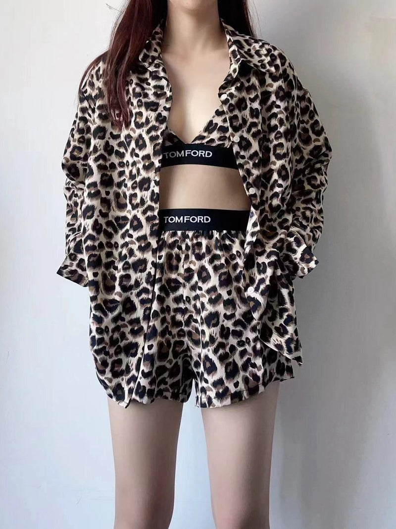 Animal Print Tf 3 Piece Braletter Shorts & Shirt Coord Set