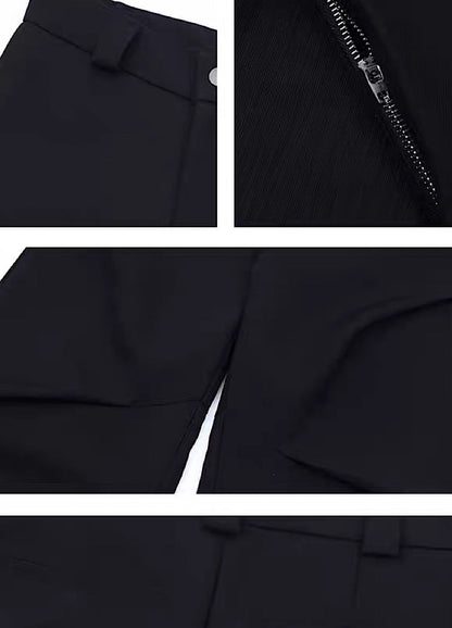 Black Avant-garde Wide-leg Utility Pants