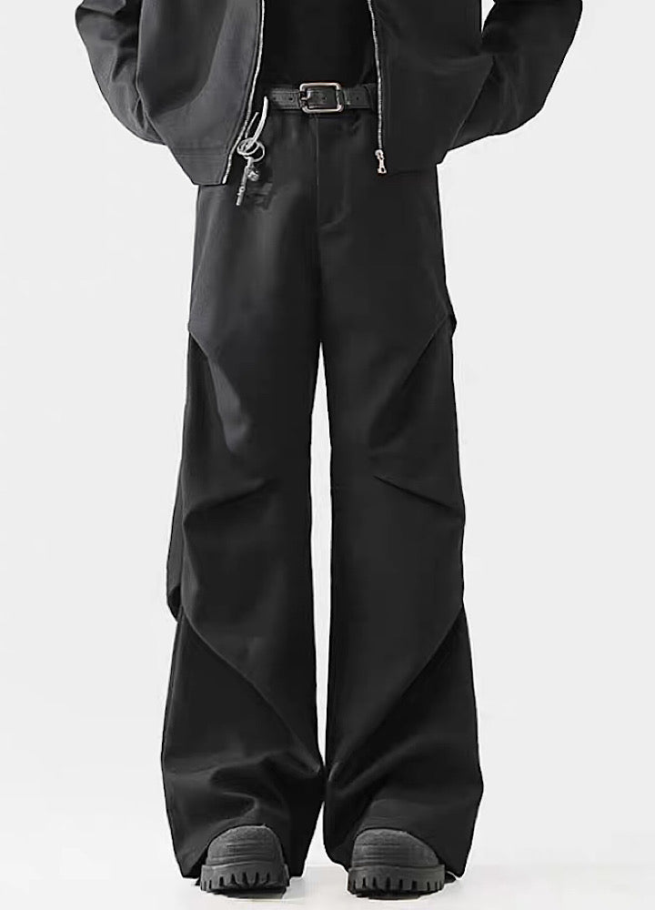 Black Avant-garde Wide-leg Utility Pants