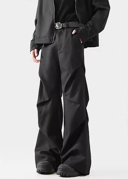 Black Avant-garde Wide-leg Utility Pants