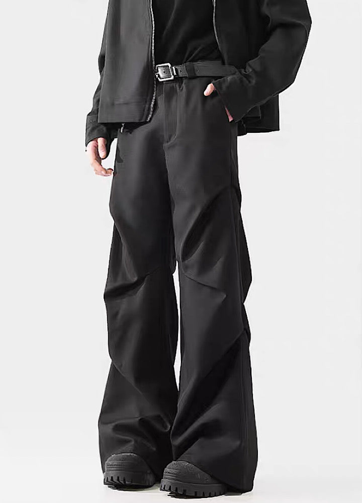 Black Avant-garde Wide-leg Utility Pants
