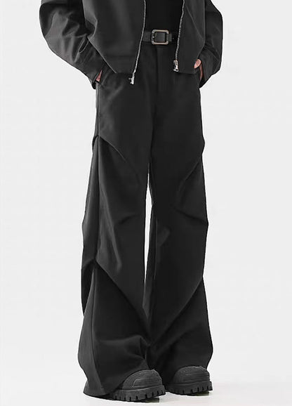 Black Avant-garde Wide-leg Utility Pants