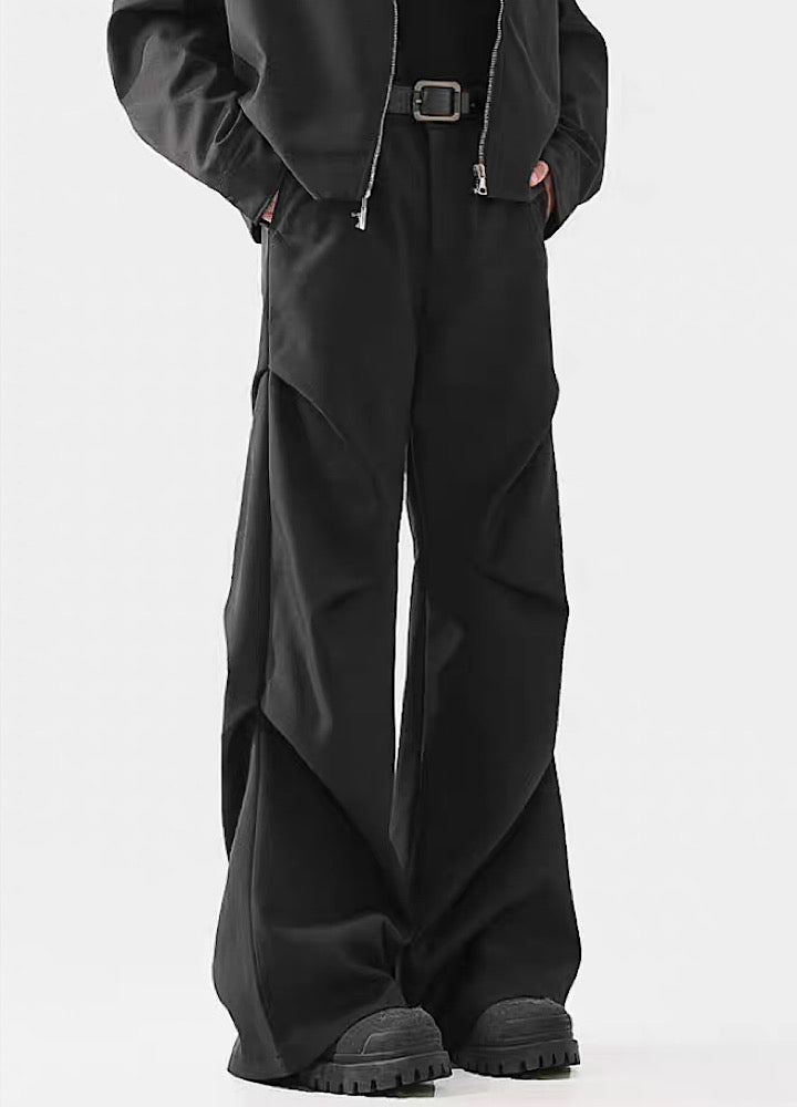 Black Avant-garde Wide-leg Utility Pants