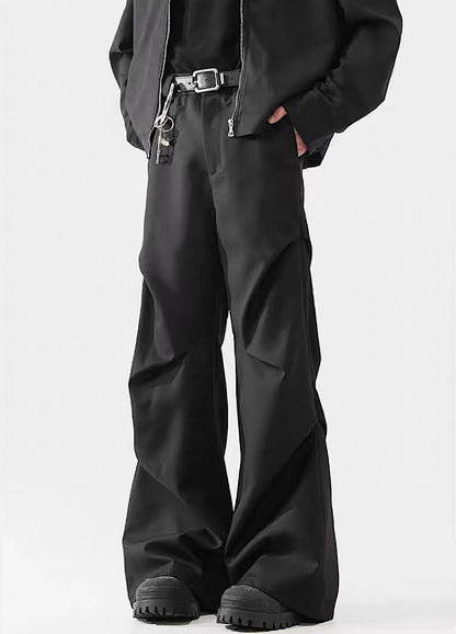 Black Avant-garde Wide-leg Utility Pants