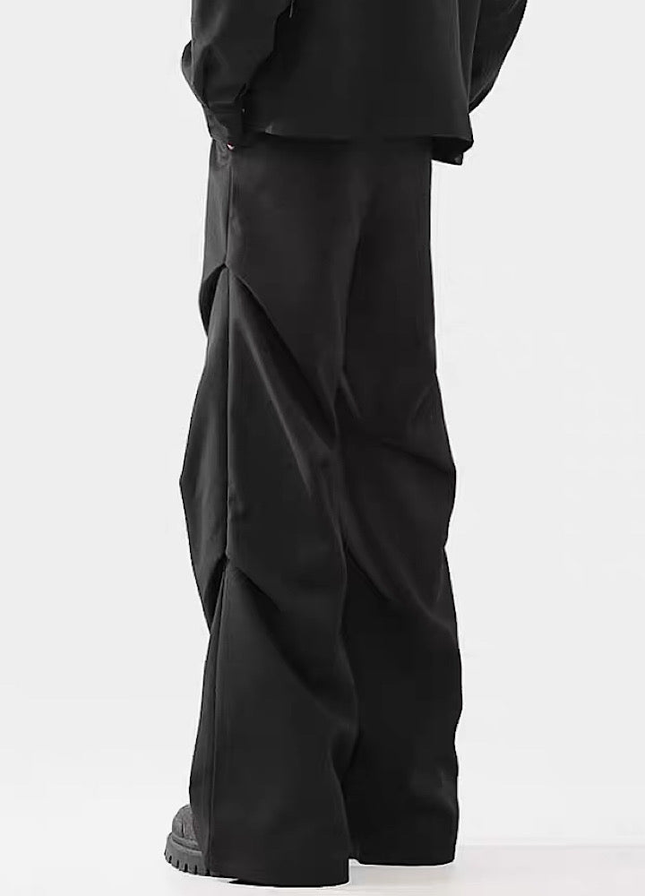 Black Avant-garde Wide-leg Utility Pants