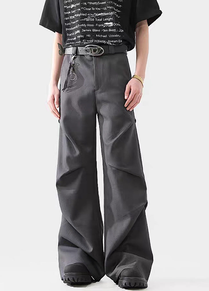 Black Avant-garde Wide-leg Utility Pants