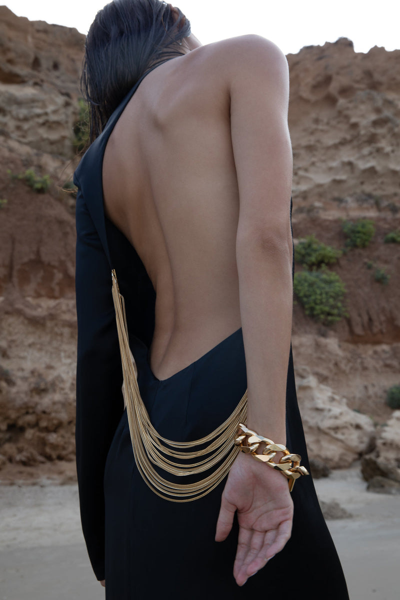 Maria One Shoulder Snake Chain Maxi Dress