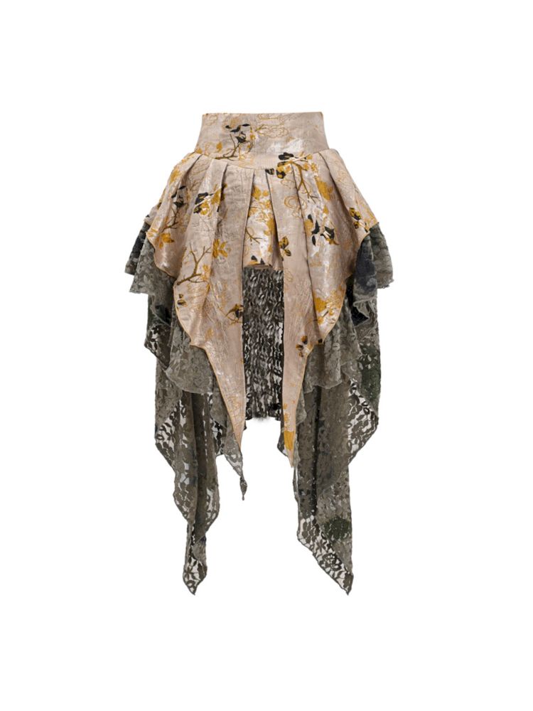 Victorian-inspired Multiple Tiers Asymmetrical Skirt