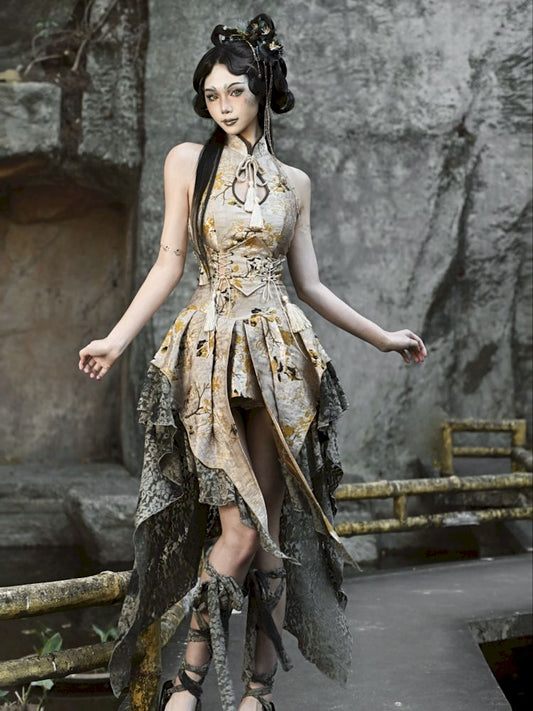 Victorian-inspired Multiple Tiers Asymmetrical Skirt