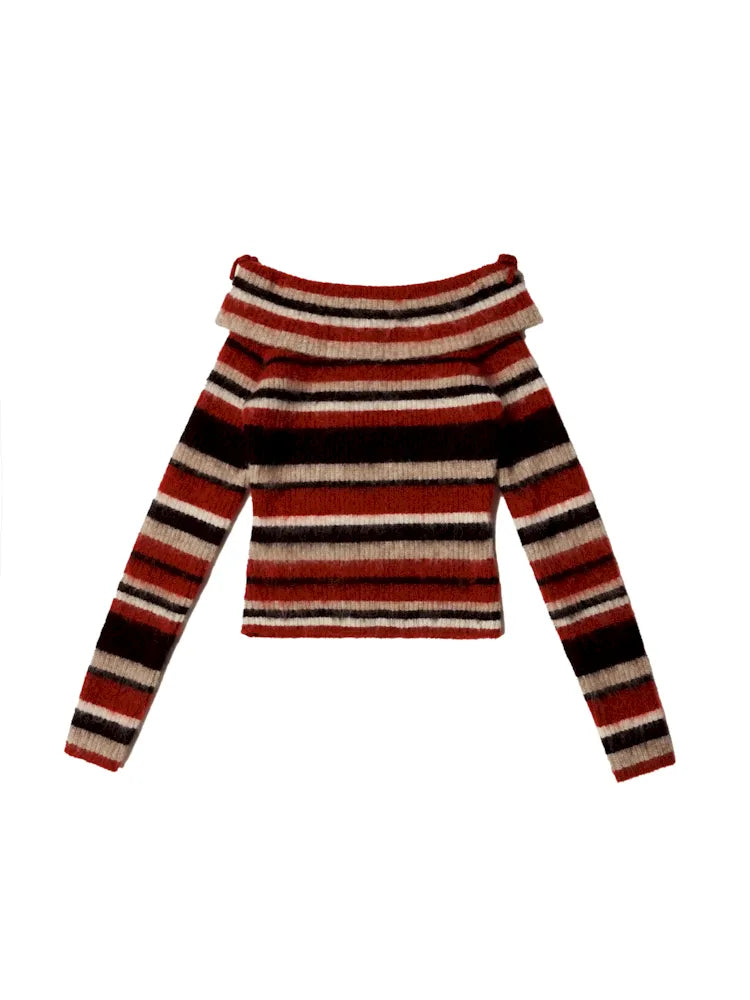 Striped Off-shoulder Sweater