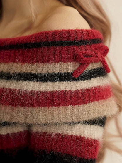 Striped Off-shoulder Sweater