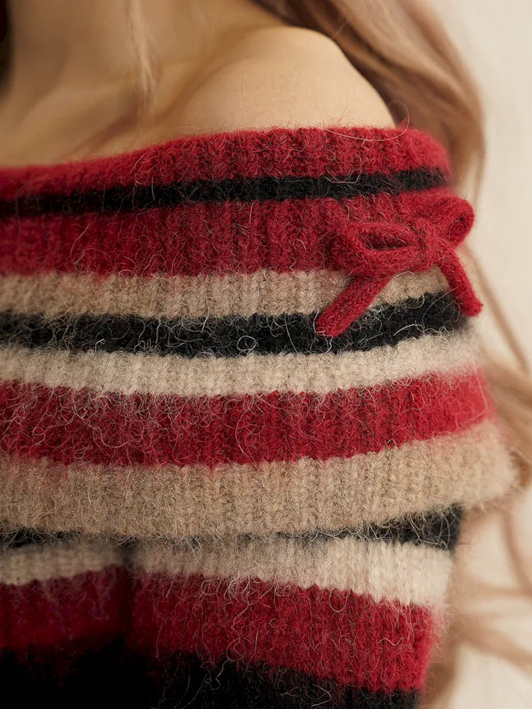 Striped Off-shoulder Sweater
