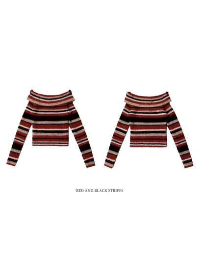 Striped Off-shoulder Sweater