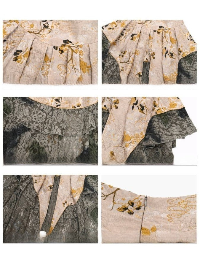 Victorian-inspired Multiple Tiers Asymmetrical Skirt